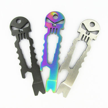 Multi-tools Titanium Skull Keychain