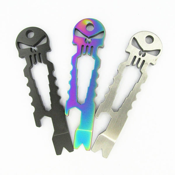 Multi-tools Titanium Skull Keychain